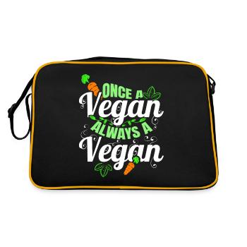 Once A Vegan, Always A Vegan - Retro Tasche - Schwarz/Gold - Hinten