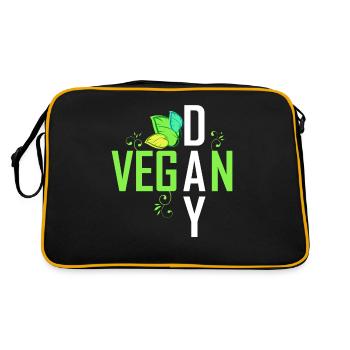 Today Is My Vegan Day, Go Vegan - Retro Tasche - Schwarz/Gold - Hinten