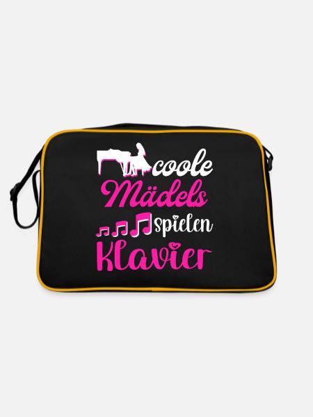 Coole Mädels spielen Klavier Damen - Retro Tasche - Schwarz/Gold - Hinten