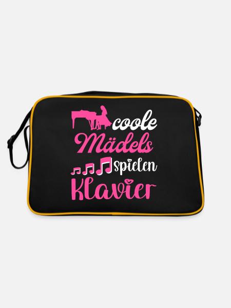 Coole Mädels spielen Klavier Damen - Retro Tasche - Schwarz/Gold - Hinten
