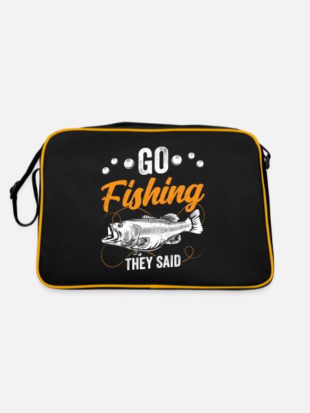Go fishing they said angler fishing fisherman - Retro Bag - black/gold - Back