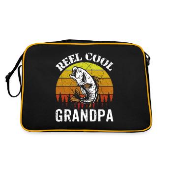 Reel Cool Opa Fischer Angler Fischen Angeln - Retro Tasche - Schwarz/Gold - Hinten