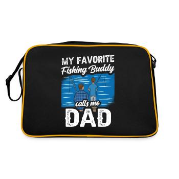 Mon compagnon de pêche préféré m’appelle papa pêche - Sac Retro - noir/or - Dos