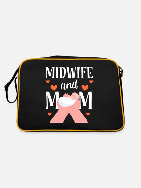 Hebamme Und Mutter Hebammen Geburtshilfe Beruf - Retro Tasche - Schwarz/Gold - Hinten