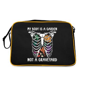 Vegan Diet My Body Is A Garden Vegetarian Meatless - Retro Bag - black/gold - Back