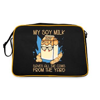 Régime végétalien Mon lait de soja sauve les produits laitiers Végétarien sans produits laitiers - Sac Retro - noir/or - Dos
