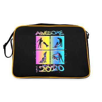 Awesome since 2020. Agility, Hundetraining - Retro Tasche - Schwarz/Gold - Hinten
