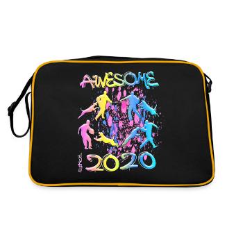 Awesome since 2020. Agility, Hundetraining - Retro Tasche - Schwarz/Gold - Hinten