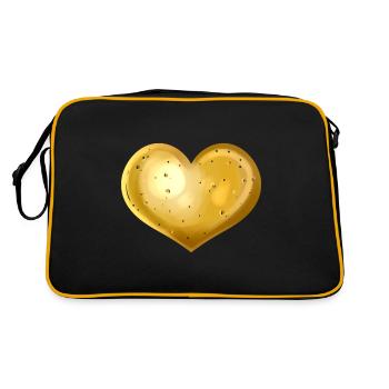 Potato In Heart Shape - Vegetarian - Go Vegan - Retro Tasche - Schwarz/Gold - Hinten