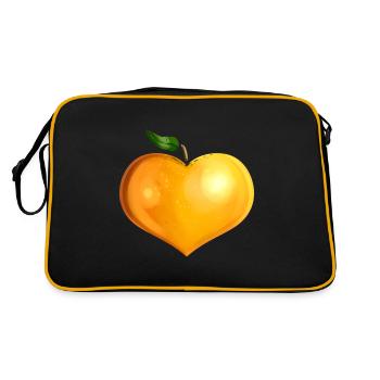 Orange In Heart Shape - Vegetarian - Go Vegan - Retro Tasche - Schwarz/Gold - Hinten