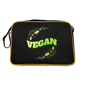 Logo Green Leaves - Devenez végétalien - Sac Retro - noir/or - Dos