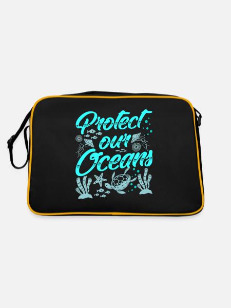 Protects Our Oceans Sea Ocean Protection Sea - Retro Bag - black/gold - Back
