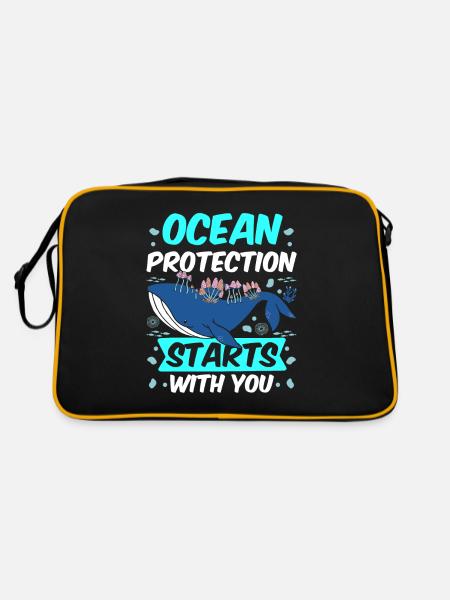 La protection des mers commence avec vous mer mer - Sac Retro - noir/or - Dos