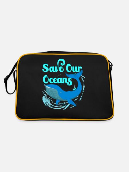 Save our oceans Sea Sea Ocean Protection - Retro Bag - black/gold - Back
