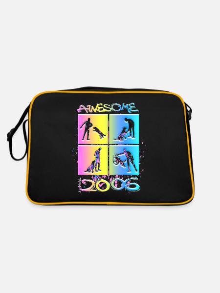 Awesome since 2006. Agility, Hundetraining - Retro Tasche - Schwarz/Gold - Hinten