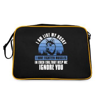 I Am Like My Husky Funny Mushing Sled Dog Racing - Retro Bag - black/gold - Back