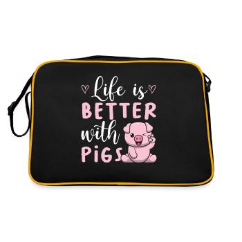 Cadeau de porc Porcs végétaliens Ferme de bien-être animal - Sac Retro - noir/or - Dos