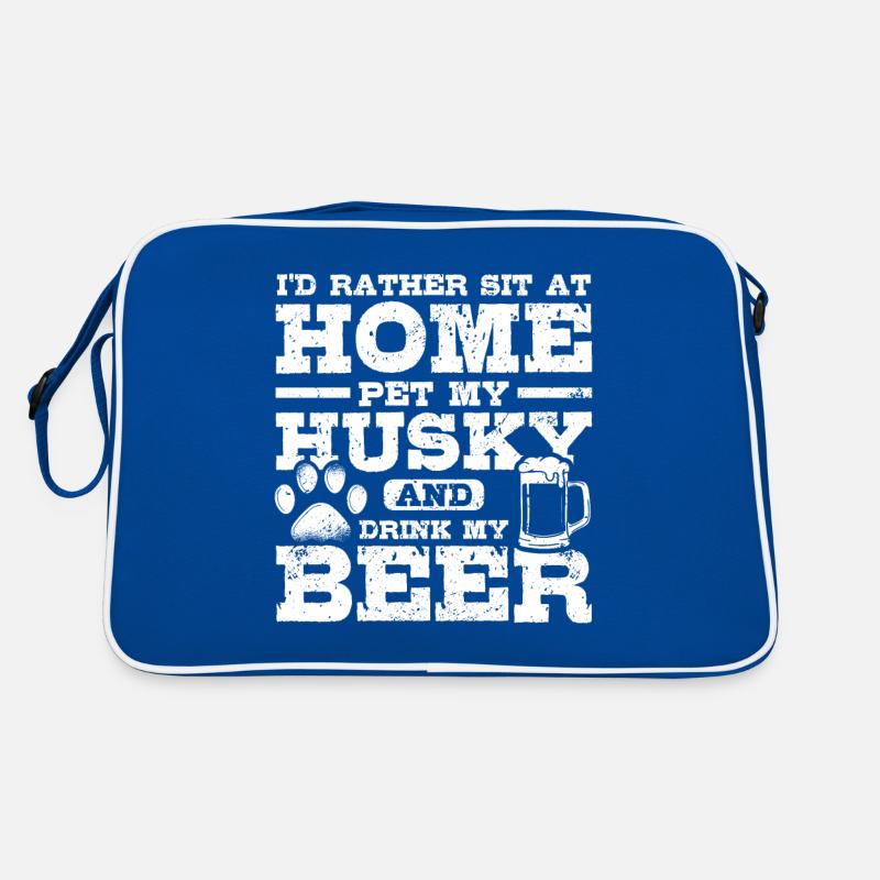 Beer and siberian husky Retro Tasche