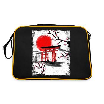 Haruno Japanese Cherry Blossom Illustration Japon - Sac Retro - noir/or - Dos