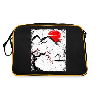 Haruno Japanese Cherry Blossom Illustration Japon - Sac Retro - noir/or - Dos