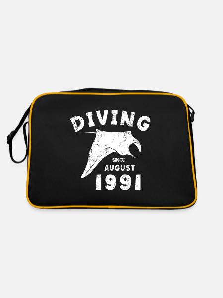 Anniversaire du plongeur - Plongée depuis août 1991 - Sac Retro - noir/or - Dos