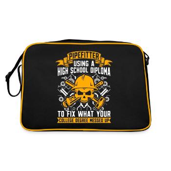 Pipefitter Using A High School Foreman Pipefitters - Retro Bag - black/gold - Back