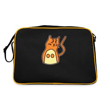 Chat dessiné à la main - Sac Retro - noir/or - Dos