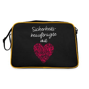 Sicherheitsbeauftragte mit Herz Arbeitskollegin - Retro Tasche - Schwarz/Gold - Hinten