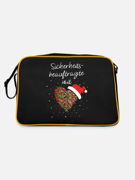 Sicherheitsbeauftragte mit Herz Kollegin Nikolaus - Retro Tasche - Schwarz/Gold - Hinten