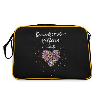 Brandschutzhelferin mit Herz Brandschutz Arbeit - Retro Tasche - Schwarz/Gold - Hinten