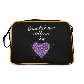 Brandschutzhelferin mit Herz Brandschutz Arbeit - Retro Tasche - Schwarz/Gold - Hinten