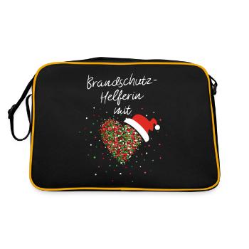 Brandschutzhelferin mit Herz Weihnachtsmotiv Xmas - Retro Tasche - Schwarz/Gold - Hinten
