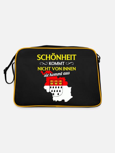 Kölner Wappen Rheinland Domstadt Heimat Köln - Retro Tasche - Schwarz/Gold - Hinten
