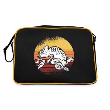 Eidechse Reptil Herpetologie Herpetologe Retro Vin - Retro Tasche - Schwarz/Gold - Hinten