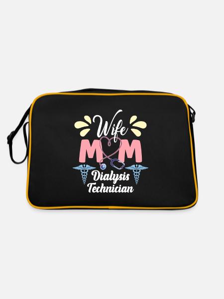 Dialysis Technician Wife Mom Medical Dialysis Tech - Retro Bag - black/gold - Back