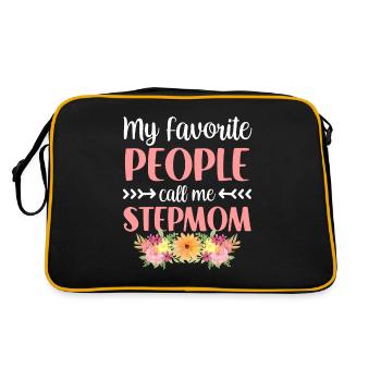 Meine Lieblingsmenschen Nennen Mich Stiefmutter - Retro Tasche - Schwarz/Gold - Hinten