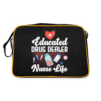 Gebildeter Drogendealer Krankenschwester Leben Kra - Retro Tasche - Schwarz/Gold - Hinten