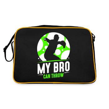 Mein Bruder Kann Werfen Pitcher Baseball Werfer - Retro Tasche - Schwarz/Gold - Hinten