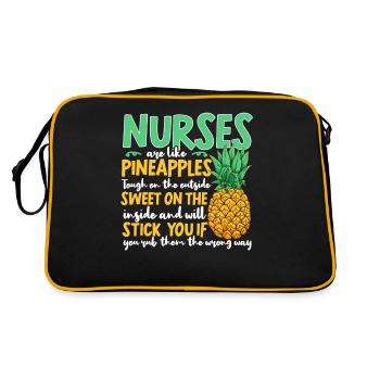 Krankenschwestern sind wie Ananas Krankenschwester - Retro Tasche - Schwarz/Gold - Hinten