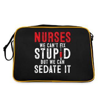 Nurses We Can't Cure Stupidity - Retro Bag - black/gold - Back