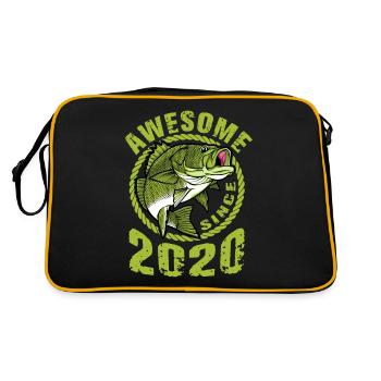 Awesome since 2020. Angel, Angler Geburtstag - Retro Tasche - Schwarz/Gold - Hinten