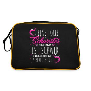Eine Tolle Schwester Zu Bekommen Ist Schwer Schwes - Retro Tasche - Schwarz/Gold - Hinten