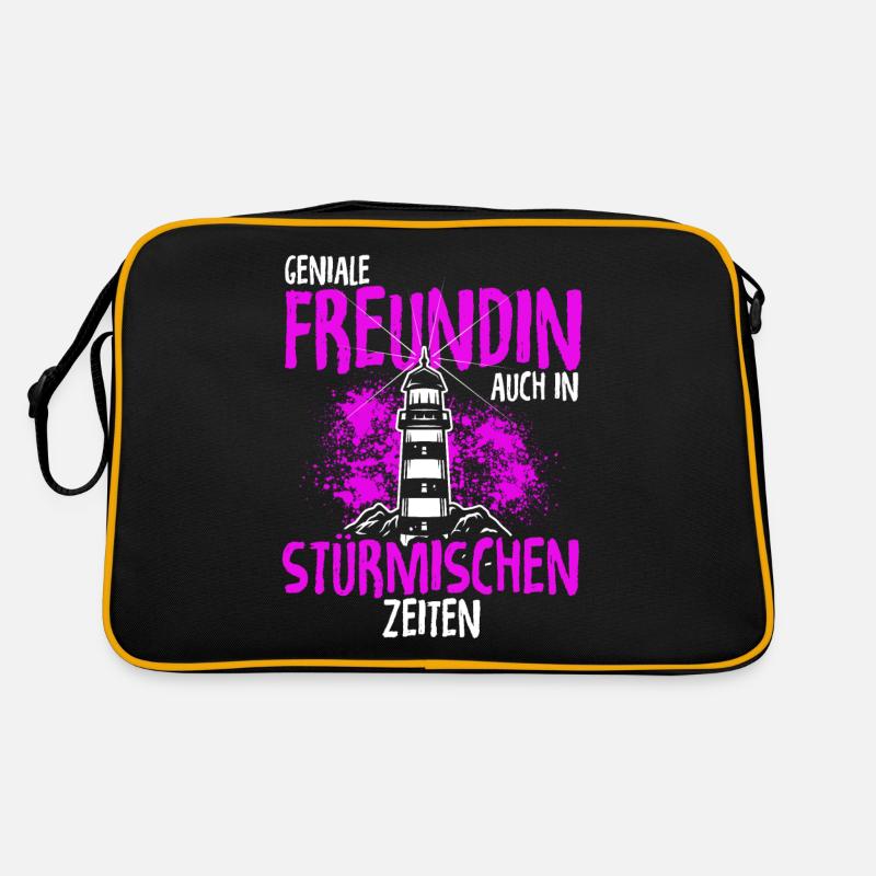 Geniale Freundin Auch In Stürmischen Zeiten - Leuc - Retro Tasche - Schwarz/Gold