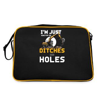 Construction machine machine operator Construction site excavator - Retro Bag - black/gold - Back