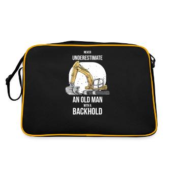 Construction machine machine operator Construction site excavator - Retro Bag - black/gold - Back