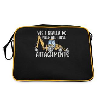 Construction machine machine operator Construction site excavator - Retro Bag - black/gold - Back