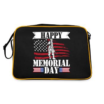Happy Memorial Day USA American Flag Controversy - Retro Bag - black/gold - Back