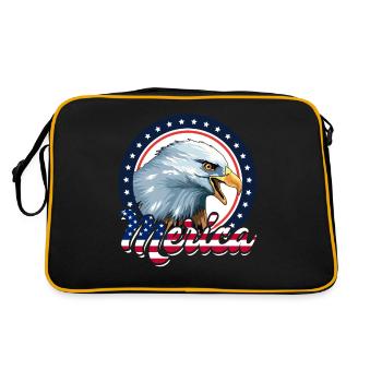 Merica Eagle USA Amerikanische Flagge Gedenktag Vi - Retro Tasche - Schwarz/Gold - Hinten