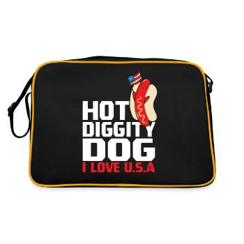 Hot Diggity Dog Ich liebe die USA Gedenktag Vierte - Retro Tasche - Schwarz/Gold - Hinten