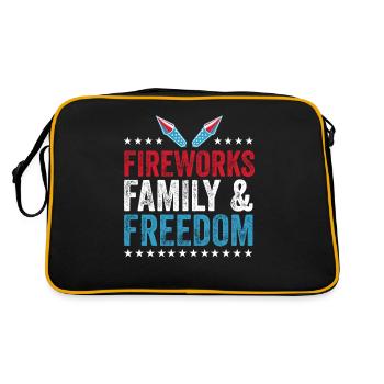 Gedenktag Feuerwerk zum 4. Juli Familie und Freihe - Retro Tasche - Schwarz/Gold - Hinten